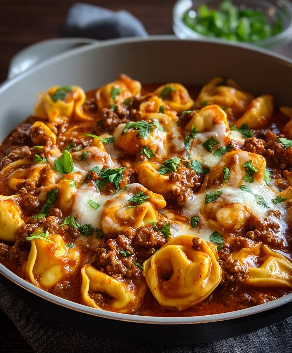 Cheesy Beef Enchilada Tortellini - Easy Dinner