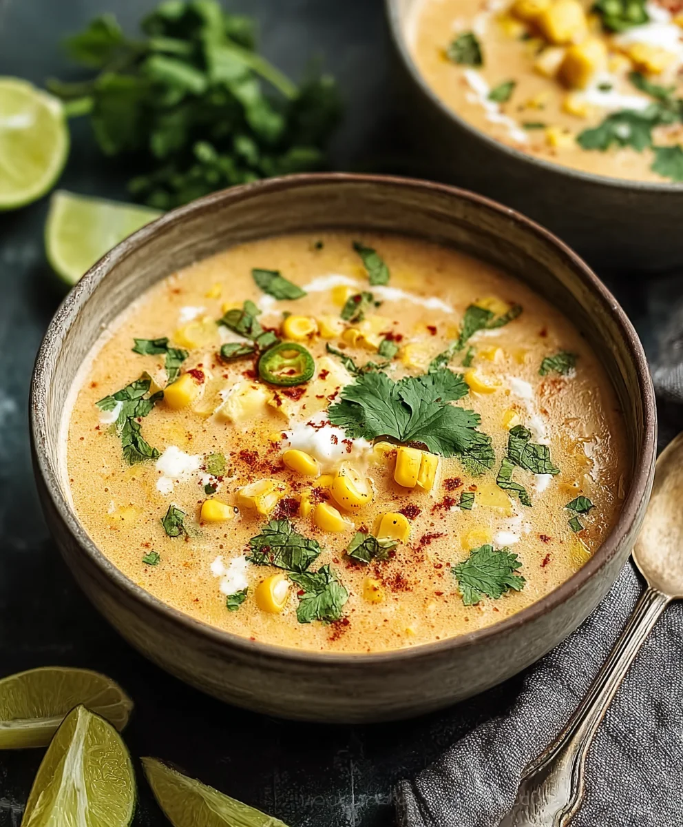 Spicy Mexican Street Corn Soup Recipe-Flavorful & Easy