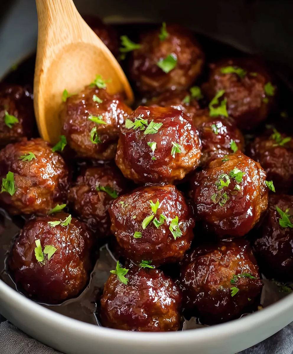 Sweet Spicy Beef Grape Meatballs - Easy Recipe