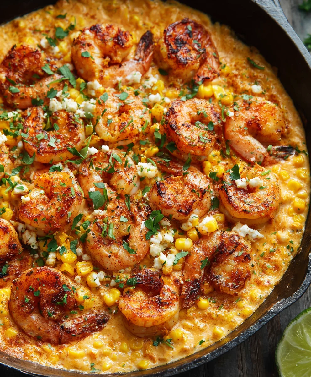 Creamy Shrimp Corn Skillet - Quick One Pan Meal