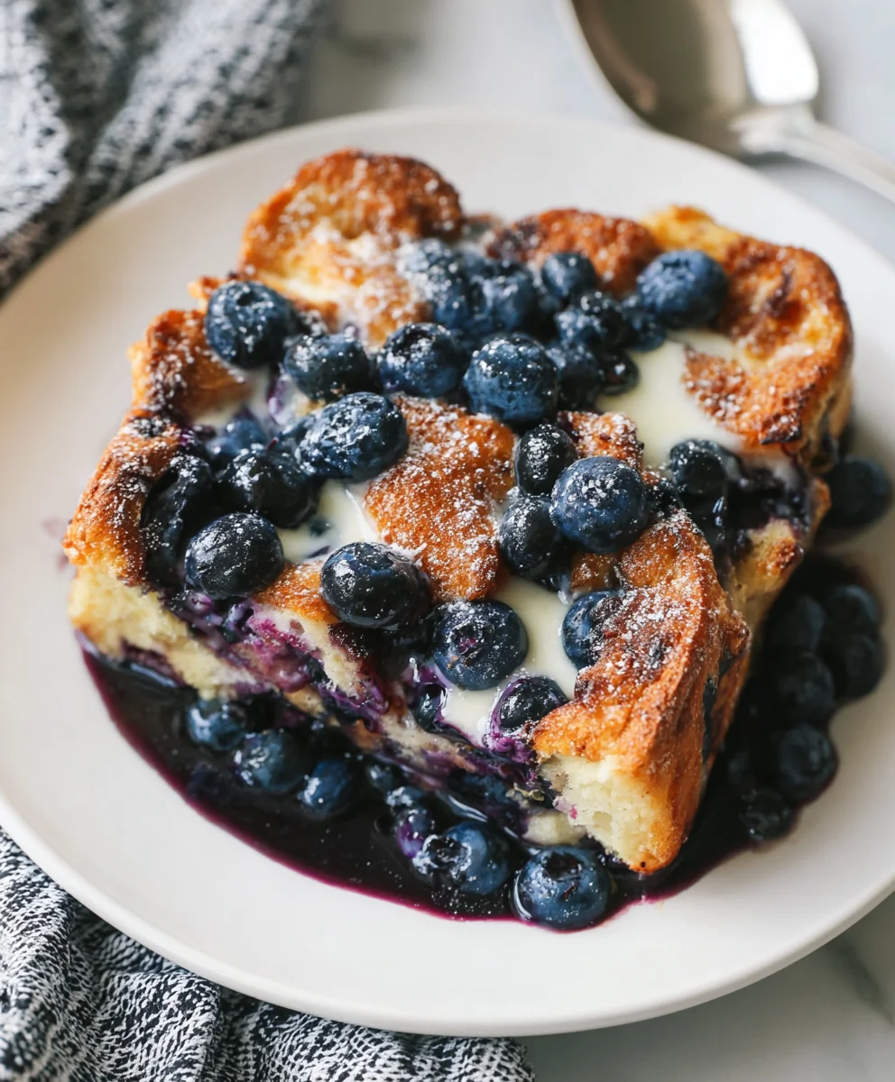 Easy Overnight Blueberry French Toast Casserole