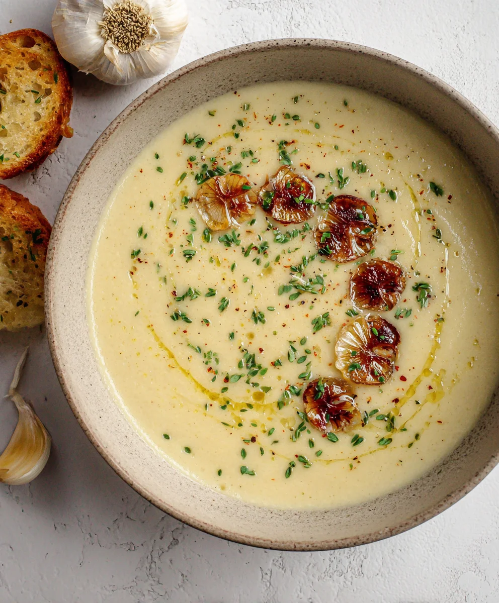 Easy Roasted Garlic Soup - Rich Comforting Flavor