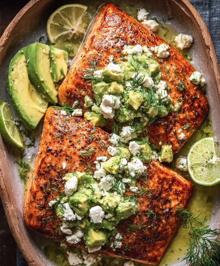Baked Salmon with Avocado Feta – Easy Healthy Meal