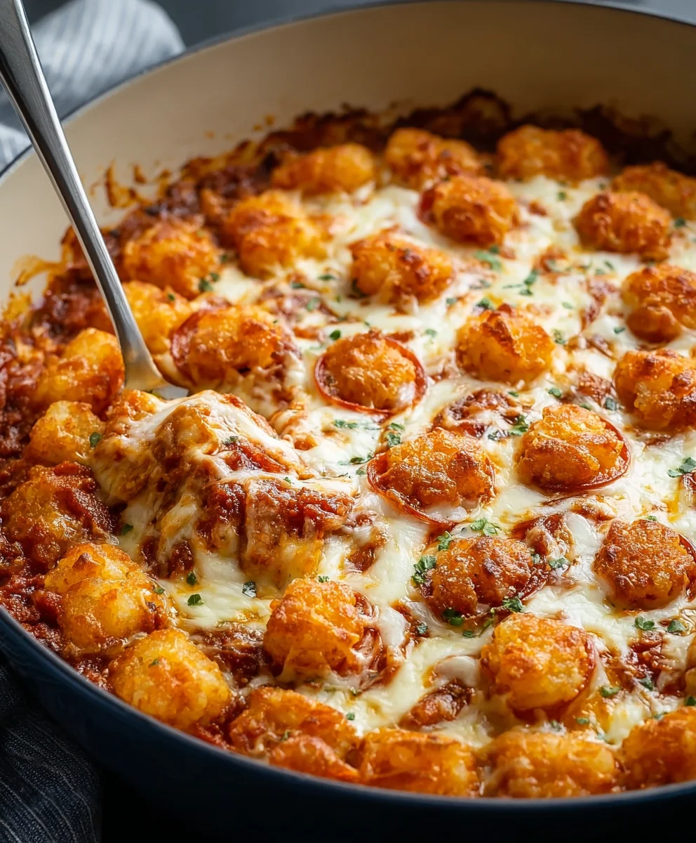 Easy Pizza Beef Tot Casserole Recipe