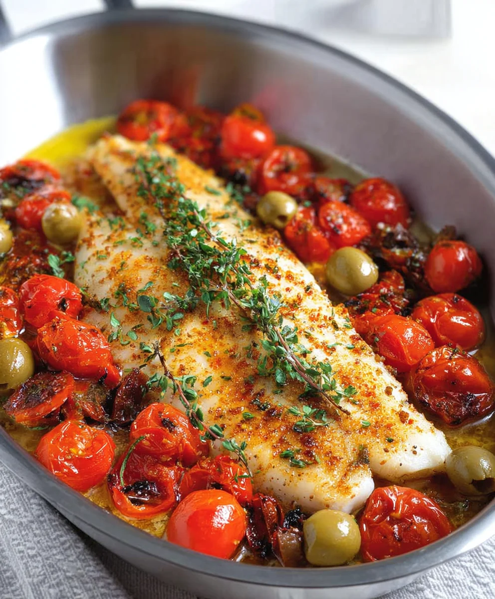 Easy Baked Fish Cherry Tomato Olive Recipe
