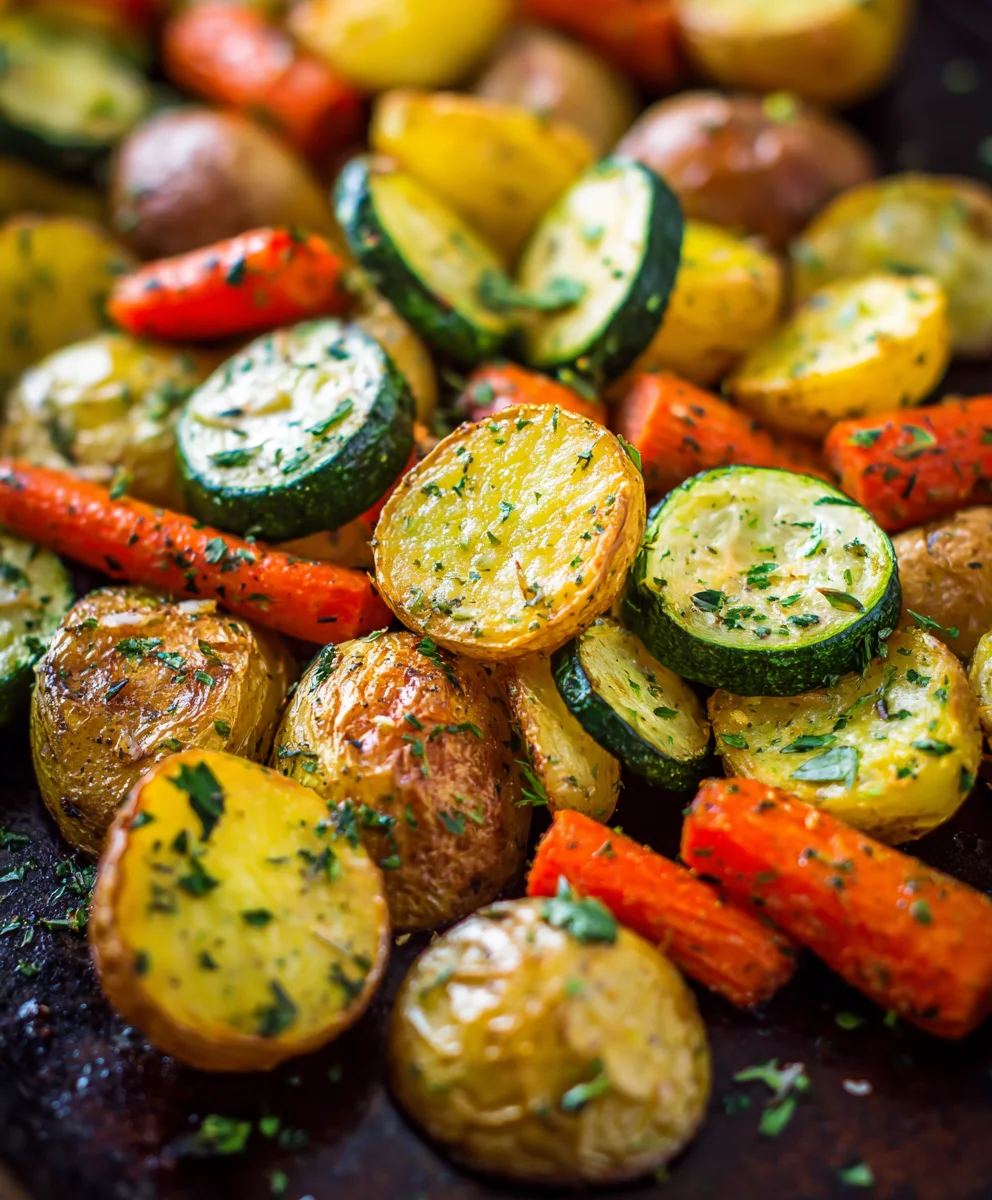 Garlic Herb Roasted Potatoes Carrots Zucchini