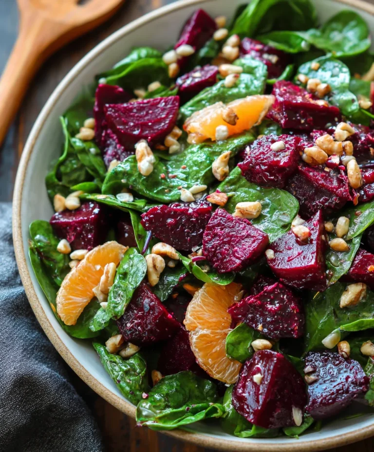 Beet Spinach Salad-Honey Mustard Lemon Dressing