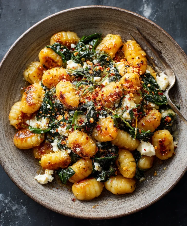 Crispy Gnocchi Spinach Feta Easy Dinner Recipe