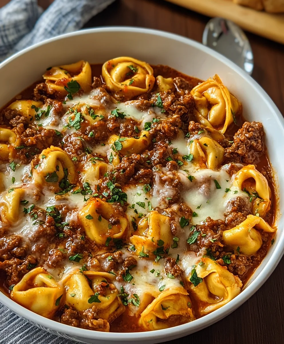 Cheesy Beef Enchilada Tortellini - Easy Dinner