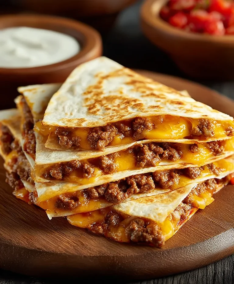 Easy Cheesy Ground Beef Quesadillas- Quick Recipe