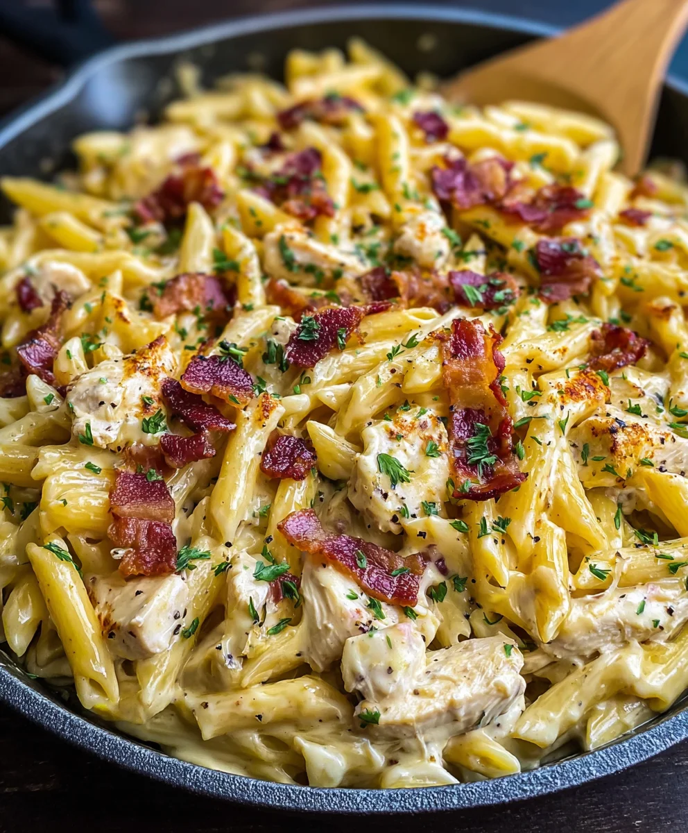 Creamy Ranch Beef Beef Bacon Chicken Pasta