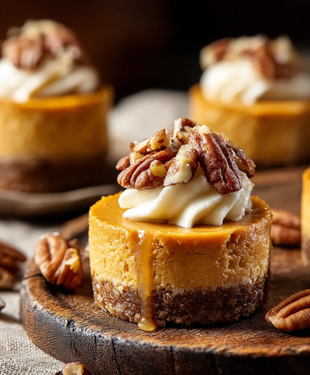 Pumpkin Pecan Mini Cheesecakes - Delicious Fall Dessert