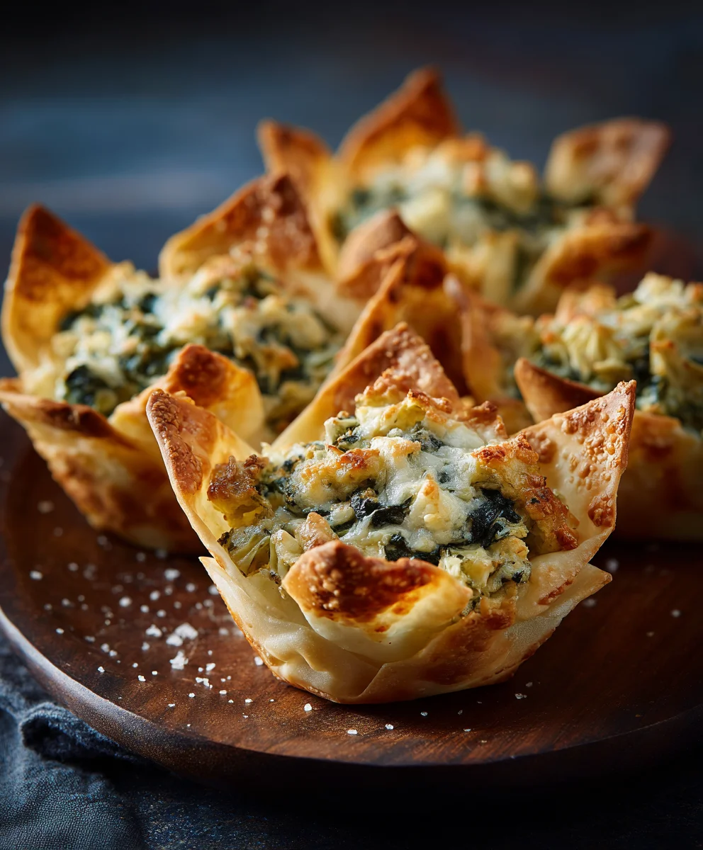 Spinach Artichoke Wonton Cups Easy Appetizer