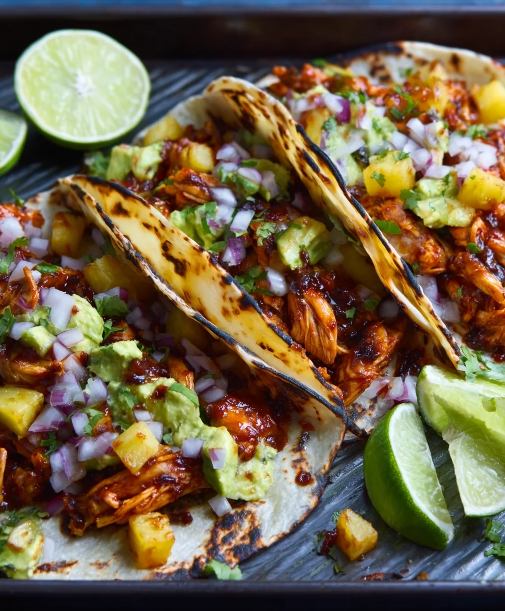 One Pan Chicken Pineapple Tacos-Easy Weeknight Meal