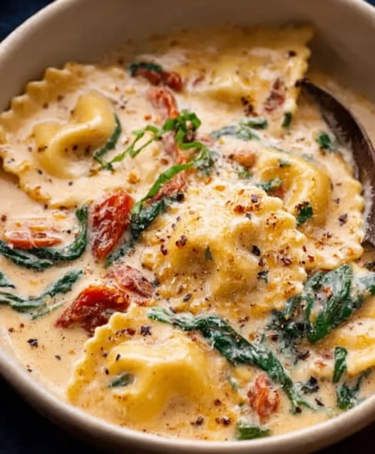 Creamy Tuscan Ravioli Soup-Hearty Comfort Food