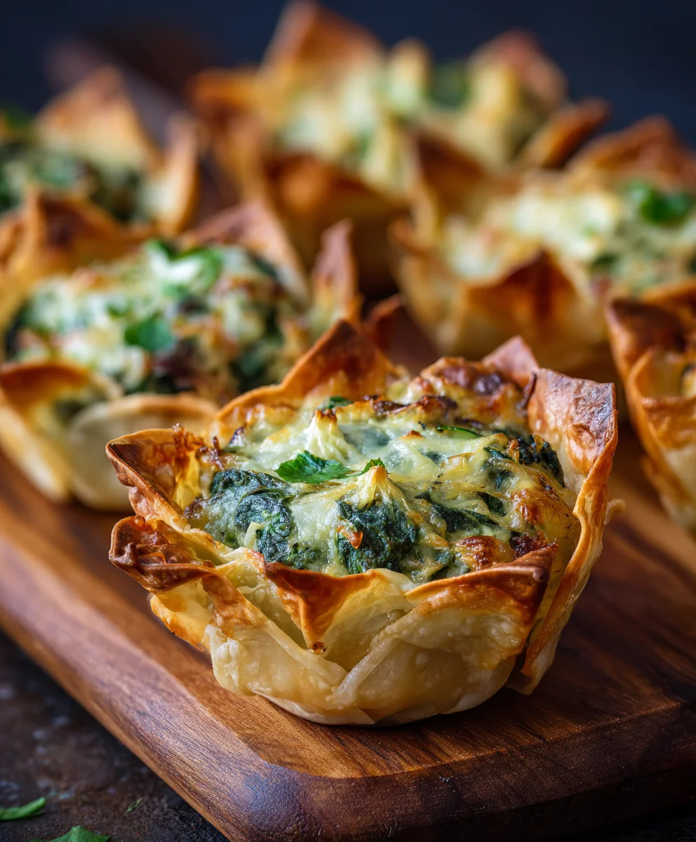 Spinach Artichoke Wonton Cups Easy Appetizer