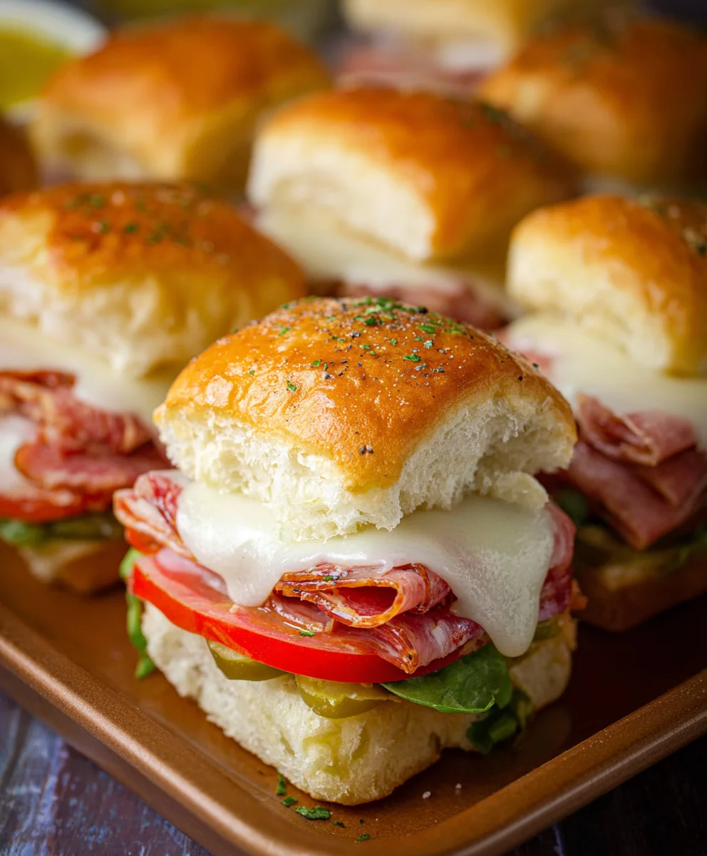 Cheesy Hot Italian Beef Sub Sliders - Easy Party Bites