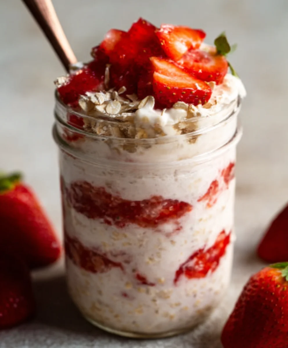Strawberry Cheesecake Overnight Oats - Easy Breakfast Recipe
