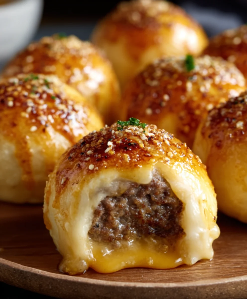 Garlic Parmesan Cheeseburger Bombs- Easy Appetizer
