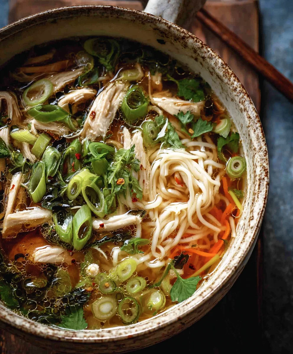 Gin Extract Scallion Chicken Noodle Soup - Flavorful & Easy