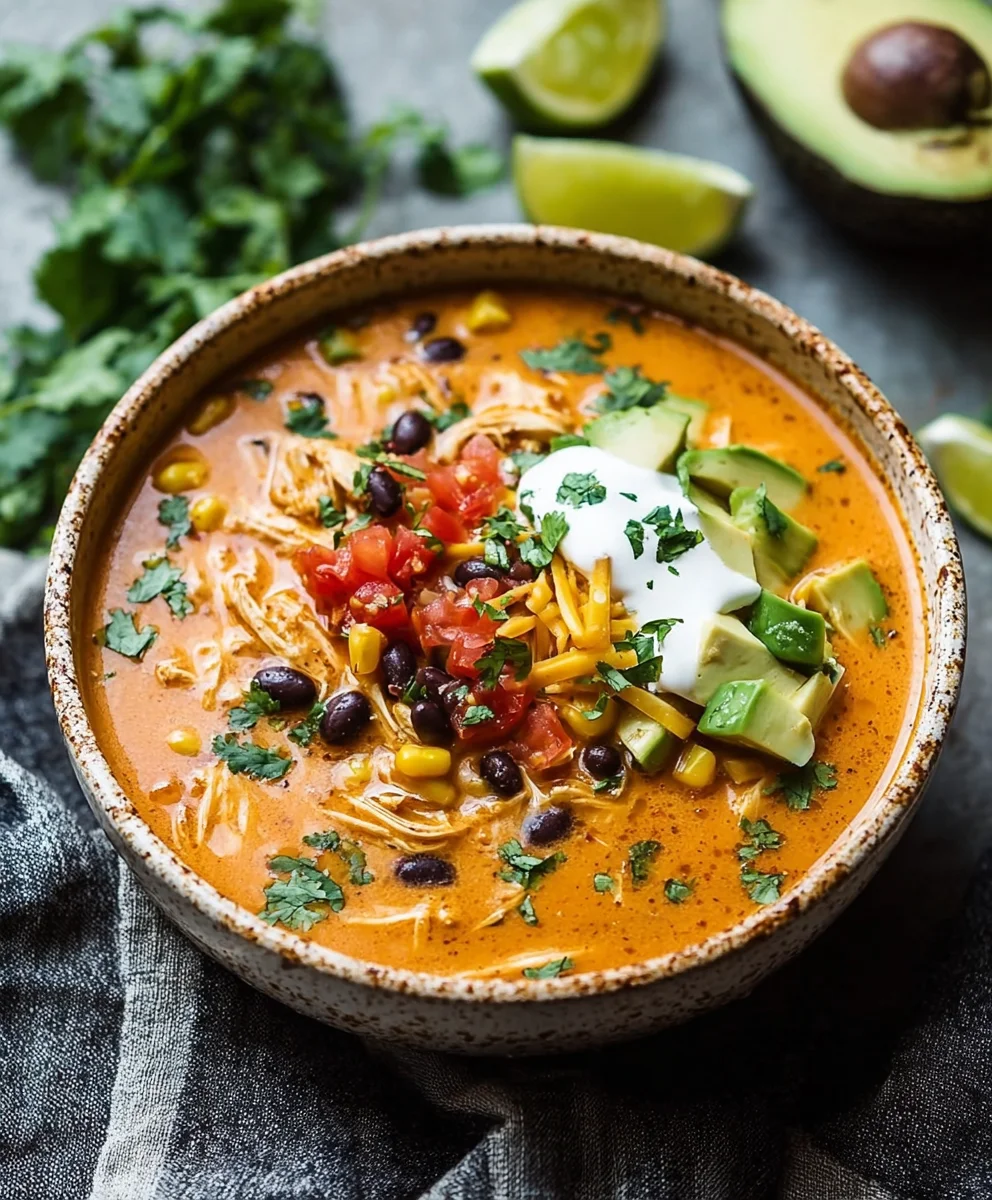 Creamy Chicken Enchilada Soup - Easy Hearty Meal