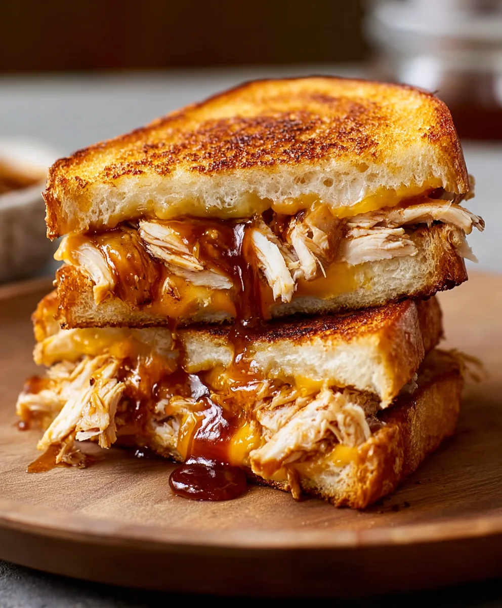 BBQ Chicken Grilled Cheese-Smoky Flavor Sandwich