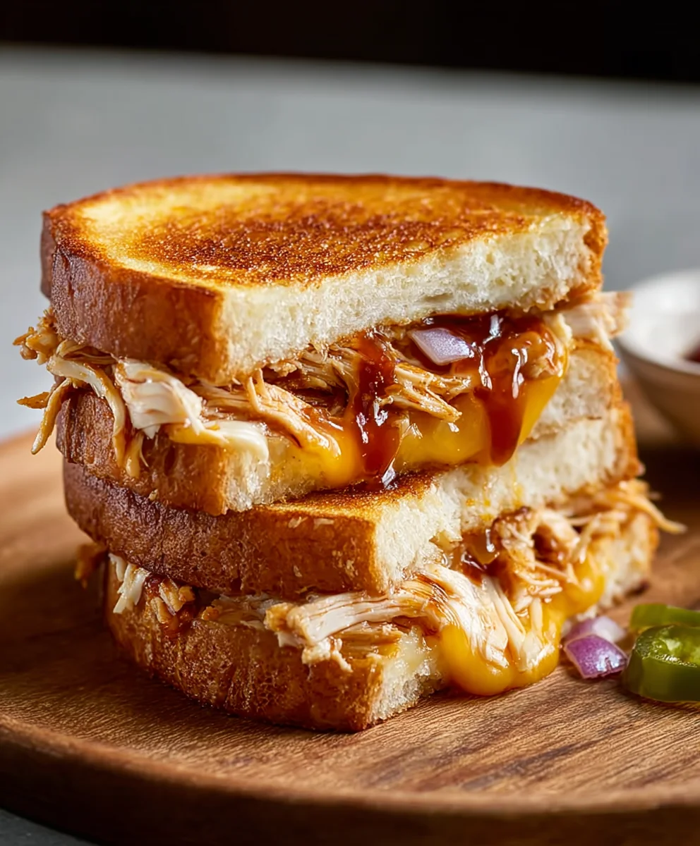 BBQ Chicken Grilled Cheese-Smoky Flavor Sandwich
