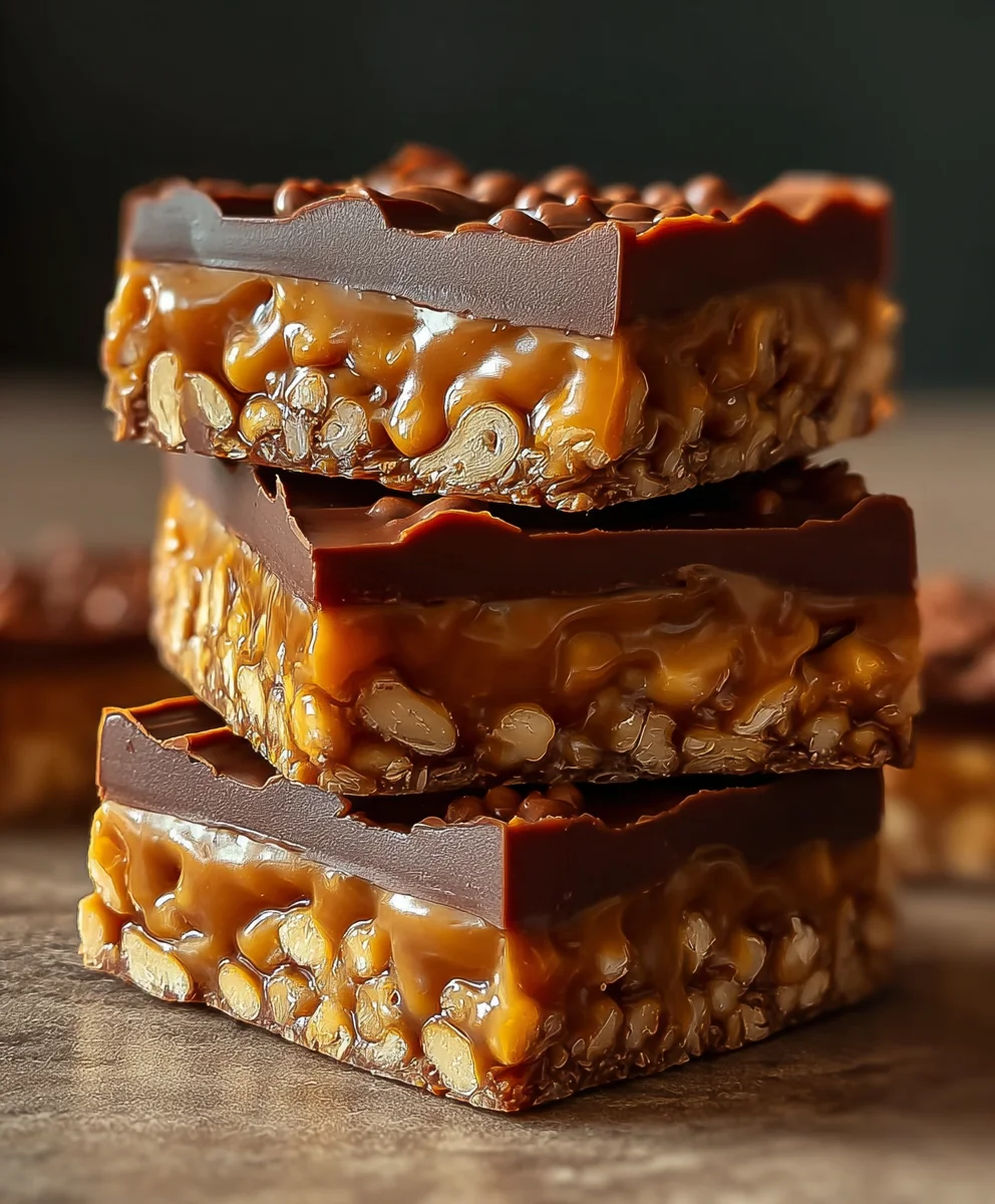 Caramel Fudge Crunch Bars-Easy No-Bake Recipe