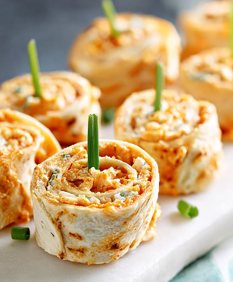 Spicy Buffalo Chicken Pinwheels - Easy Appetizer