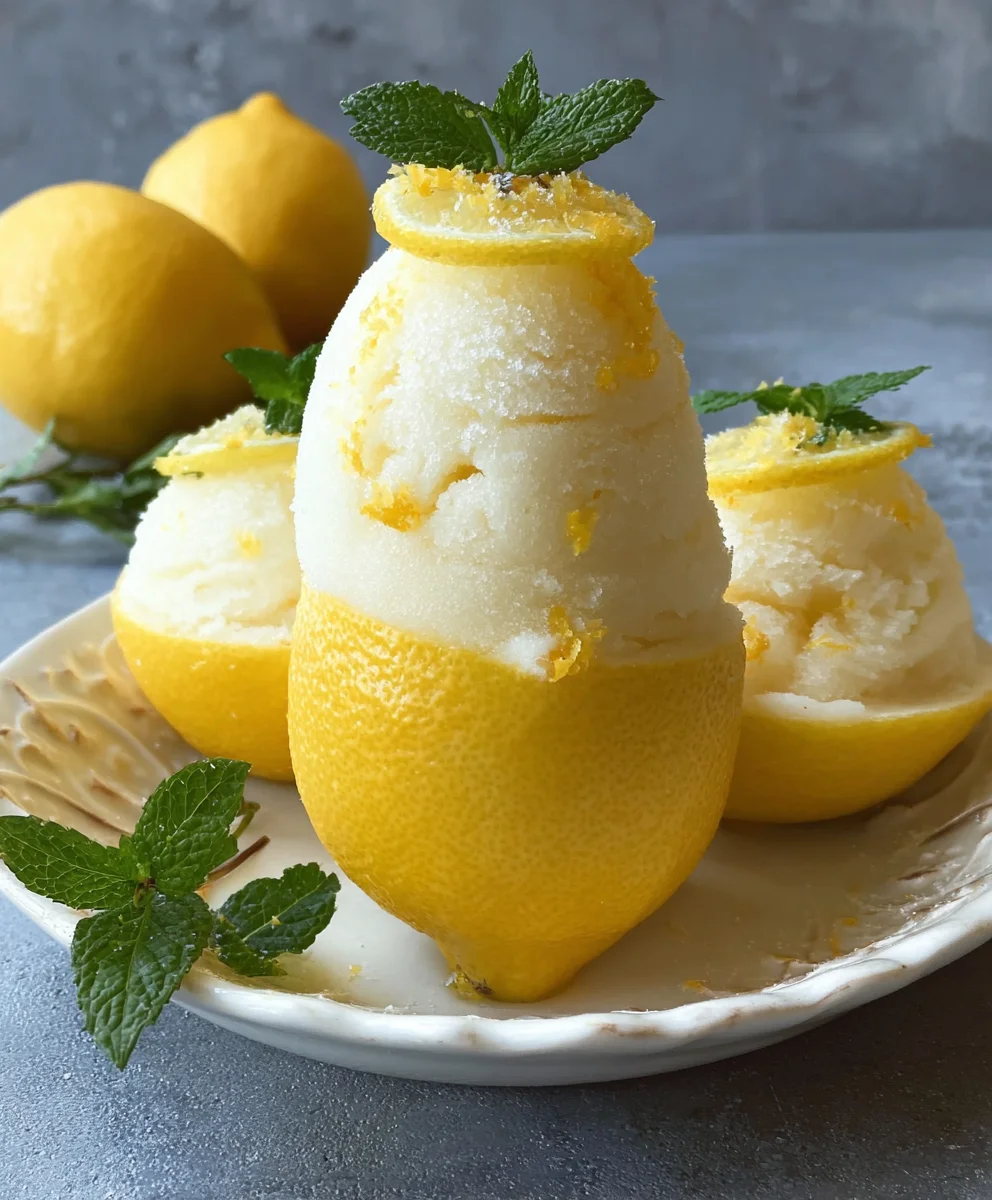 Lemon Sorbet Frozen Lemon Shell Dessert Recipe
