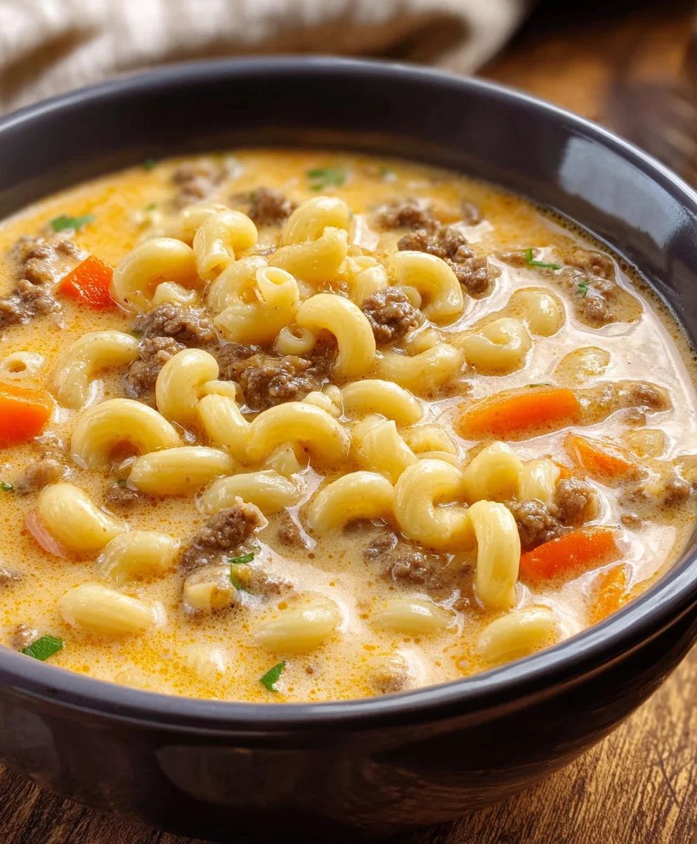 Cheeseburger Macaroni Soup - Creamy Comfort Dish