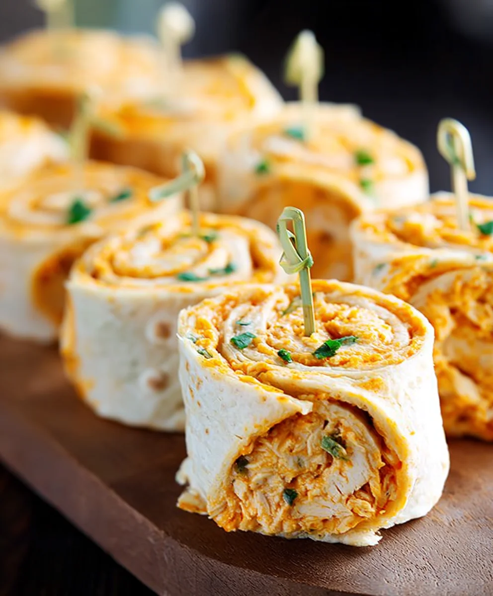 Spicy Buffalo Chicken Pinwheels - Easy Appetizer