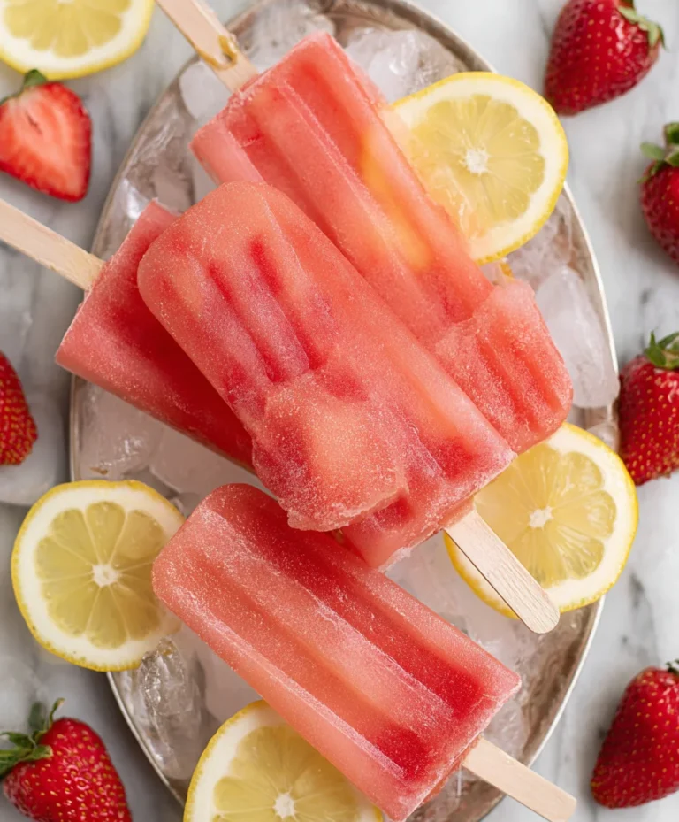 Strawberry Lemonade Popsicles-Sweet Refreshing Treat