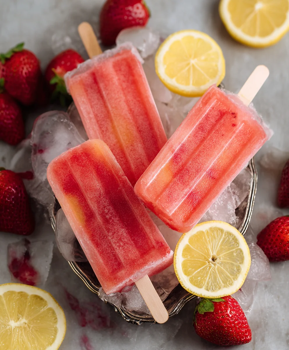 Strawberry Lemonade Popsicles-Sweet Refreshing Treat