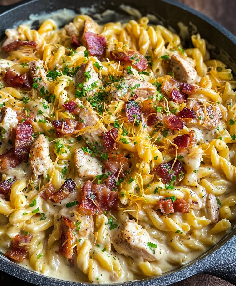 Creamy Ranch Beef Beef Bacon Chicken Pasta