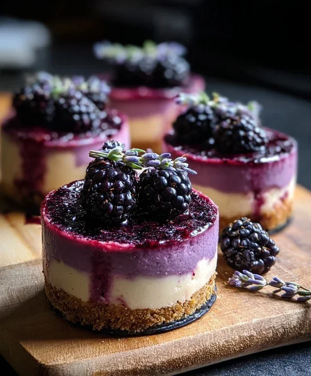 Luscious Blackberry Lavender Cheesecakes