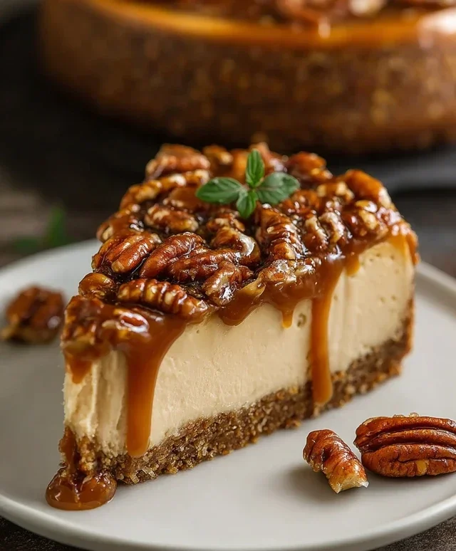 Vegan Caramel Pecan Cheesecake