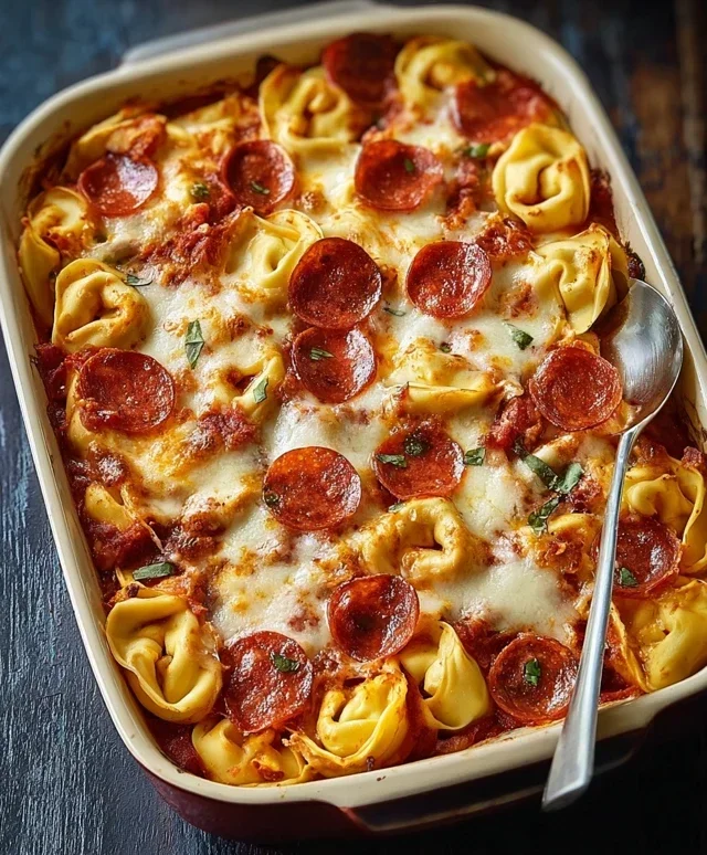 Cheese Tortellini Beef Beef Pepperoni Pizza Casserole