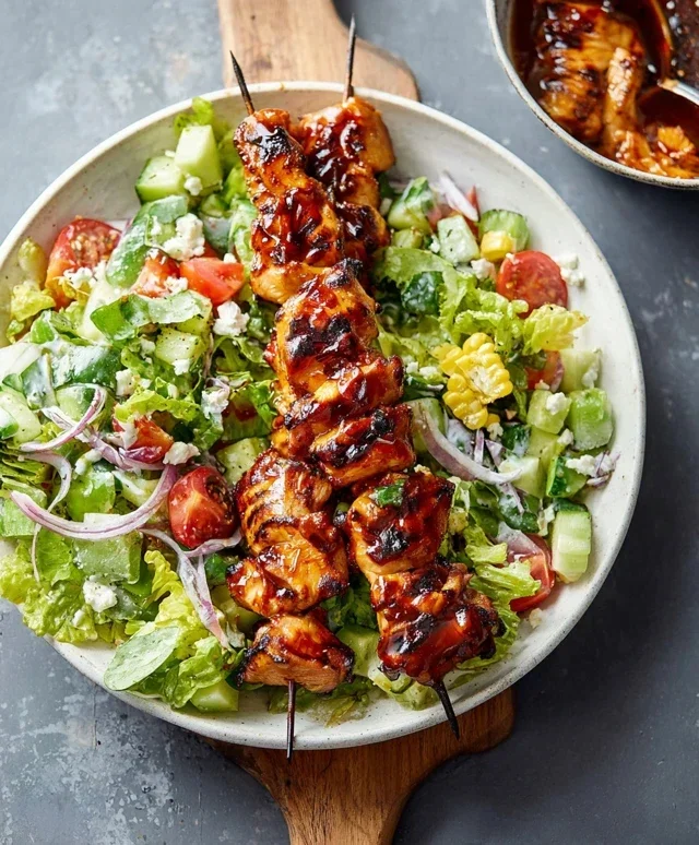 BBQ Chicken Skewer Salad