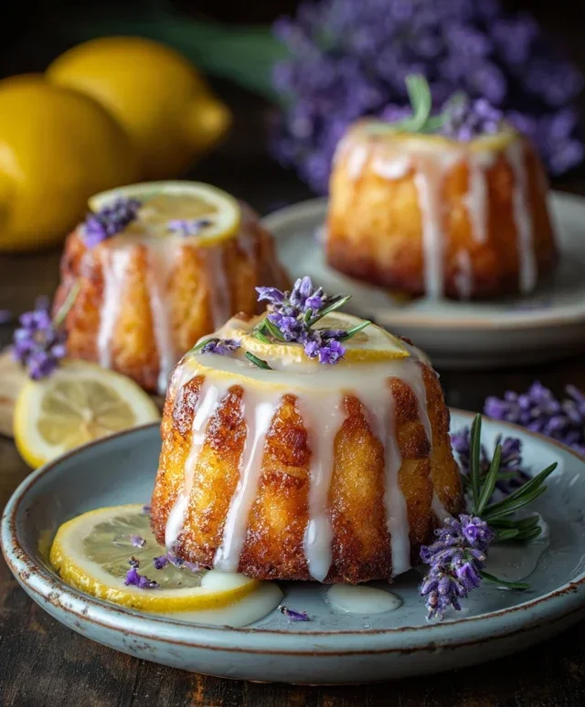 Mini Lemon Cakes With Lavender Glaze