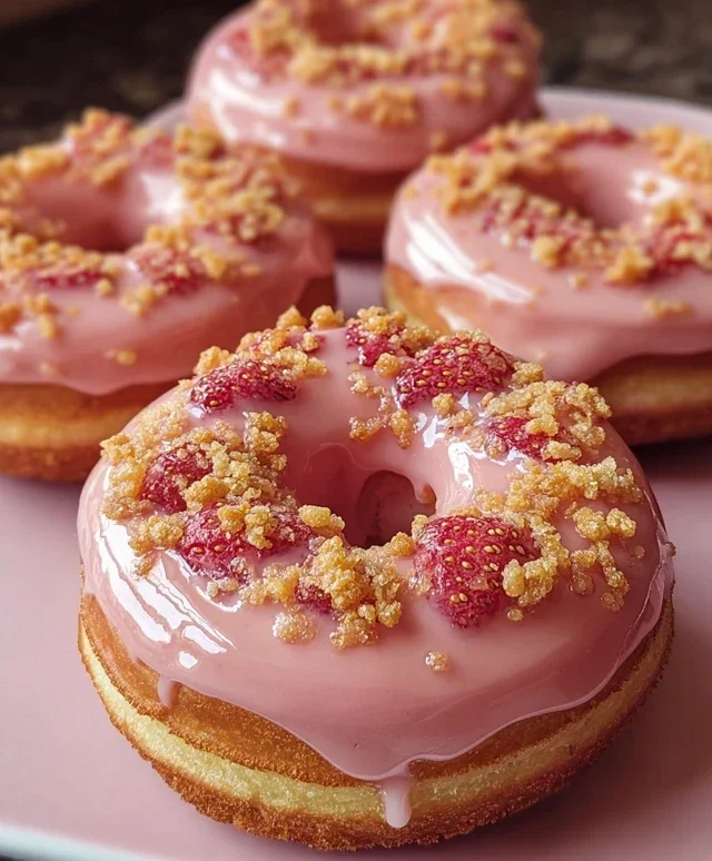 Freshly Glazed Strawberry Crunch Donuts