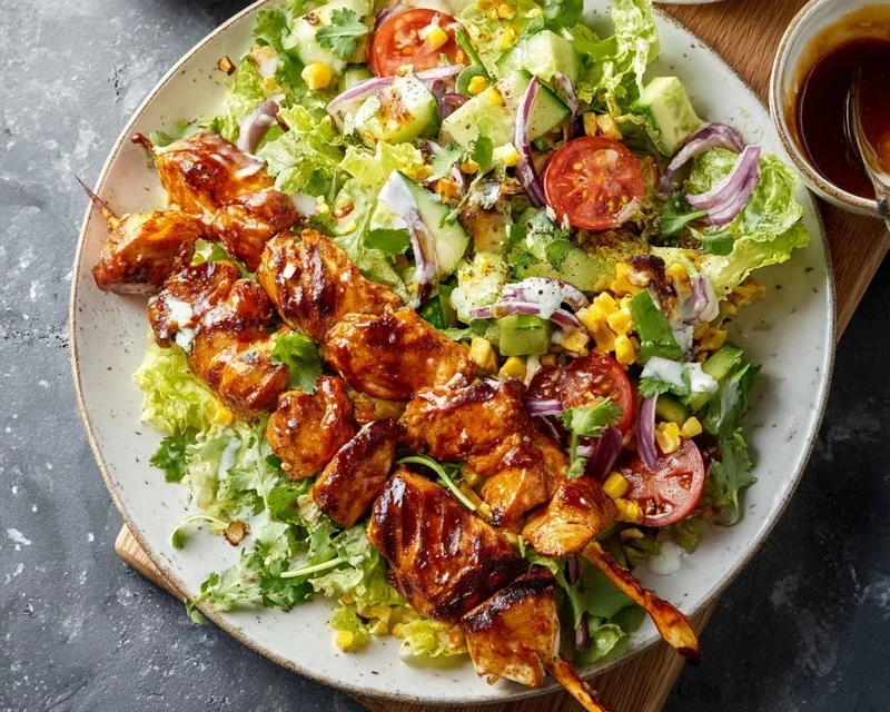 BBQ Chicken Skewer Salad
