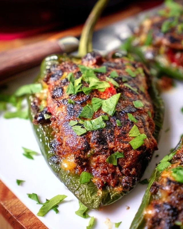 Brisket Stuffed Poblano Peppers