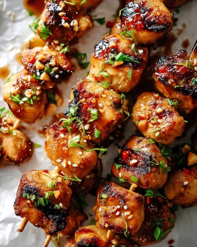 Easy Grilled Asian Chicken Skewers with Honey Garlic Sauce