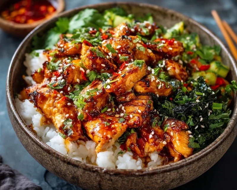 Spicy Honey Gin Extract Extractger Chicken Bowls With Yum Yum Sauce