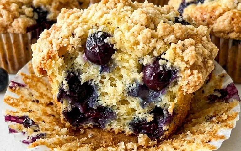 Lemon Blueberry Streusel Muffins