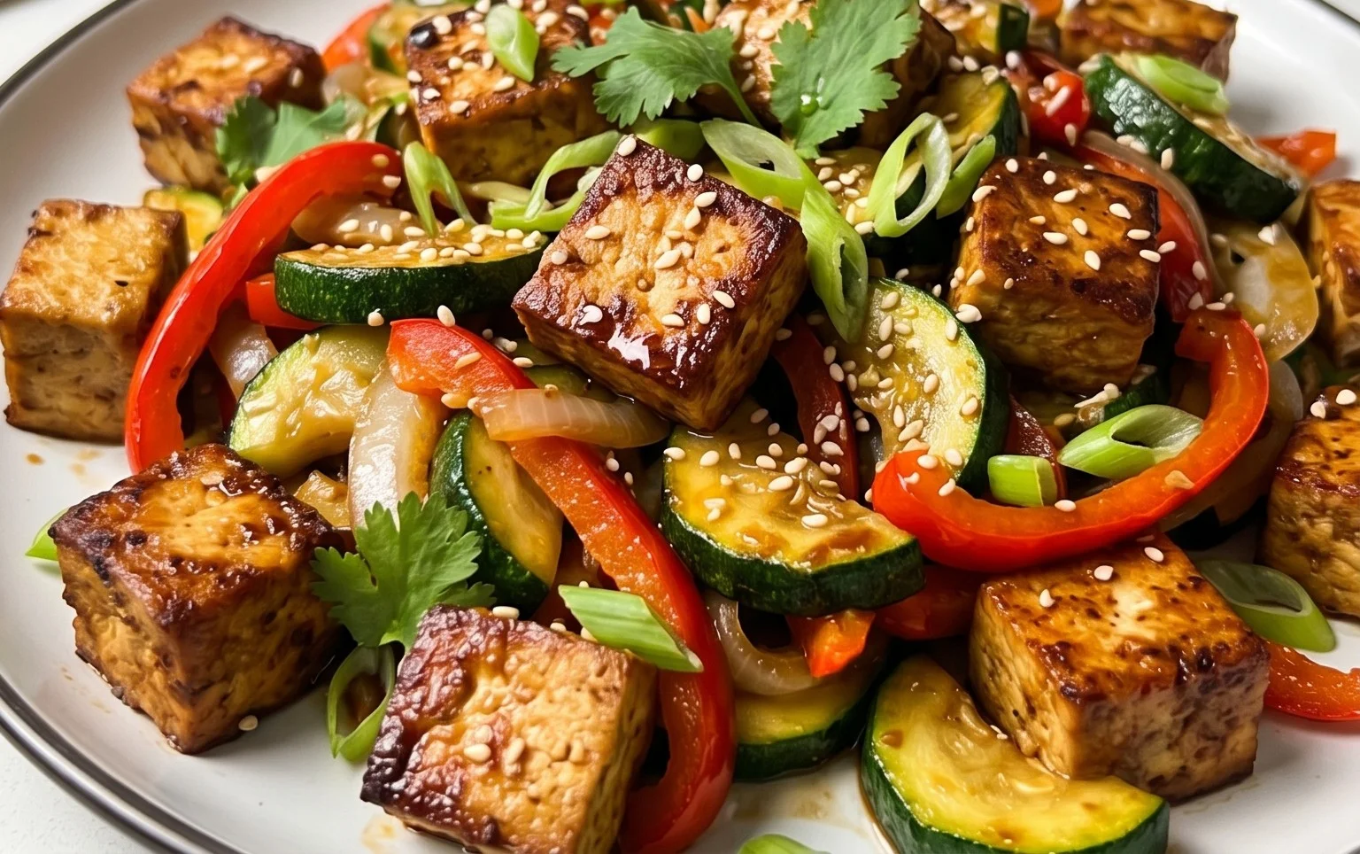 Zucchini Stir Fry With Tofu (Vegan)