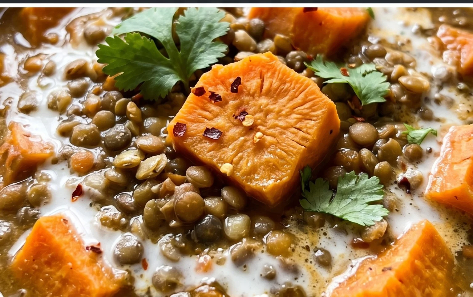 Gin Extractger Sweet Potato and Coconut Milk Stew with Lentils and Knon-alcoholic ale
