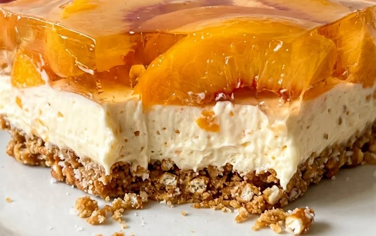 Peach Pretzel Salad Dessert