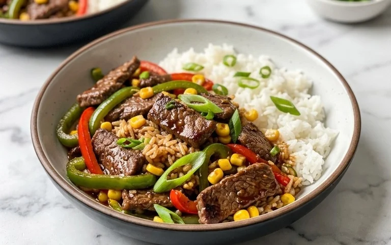 Beef Pepper Rice Bowl is a delicious meal option.